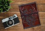 AzureGreen DOUBLE DRAGON Blank Page BOOK Handcrafted Leather Writing Unlined 5 x 7 JOURNAL (Brown)