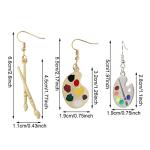 yueton 2 Pairs of Enamel Alloy Artist Jewelry Personality Artist Paint Palette Paint Brush Pendant Dangle Drop Earrings Artist Painter Art Teacher Gifts