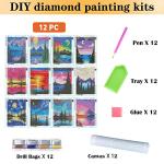 TINY FUN 12 Pack Diamond Painting Kits for Adults 5D Diamond Art Kit Paint by Number for Beginners, DIY Paint with Round Full Drill Diamonds Paintings Gem Art for Home Wall Decor Gift (12X16 Inch