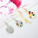 yueton 2 Pairs of Enamel Alloy Artist Jewelry Personality Artist Paint Palette Paint Brush Pendant Dangle Drop Earrings Artist Painter Art Teacher Gifts