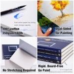Non-Warping 100% Cotton Watercolor Paper Block - 20 Sheets of 160lb/350gsm Hot Press Water Color Art Supplies for Wet, Dry, and Mixed Media Painting, for Watercolor, Gouache, Acrylic (7 x 5'')