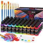 Acrylic Paint Set - 50 Colors 2 oz/59 ml Acrylic Paints for Professional Artists with 10 Brushes , Art Supplies for Painting Canvas Rock Wood Ceramic Glass Art Craft Painting, Rich Pigments Lasting Quality for Beginners, Students & Professional Artist
