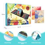 VigorFun Art Supplies, 240-Piece Drawing Art Kit, Gifts Art Set Case with Double Sided Trifold Easel, Includes Sketch Pads, Oil Pastels, Crayons, Colored Pencils, Watercolor Cakes, Stickers (Cyan)