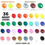 Halobios Acrylic Paint Set 36 Colors, Premium Acrylic Paints for Students & Adults, With Fluorescent Colors & Metallic Colors for Painting, Drawing & Art Supplies, DIY Arts and Crafts