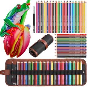 Heshengping 48 Color Colored drawing sketching Pencils Set for Coloring Books Drawing kit Art Supplies with Roll up Canvas Case gift for Adults Beginners familys