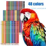 Heshengping 48 Color Colored drawing sketching Pencils Set for Coloring Books Drawing kit Art Supplies with Roll up Canvas Case gift for Adults Beginners familys