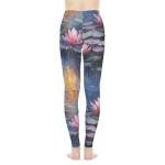 Irisjudy Painting Waterlilies Print Yoga Pants Oil Paint Art Flowers High Waisted Leggings for Women Workout Gym Sweatpants