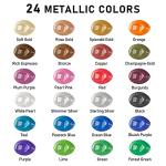 ABEIER Metallic Acrylic Paint, Set of 24 Metallic Colors in 2oz/60ml Bottle, Rich Pigments, Non Fading, Non Toxic Paints for Artist, Beginners & Kids Painting on Rocks Crafts Canvas Wood, Fabric&Stone
