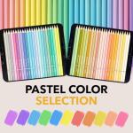 Castle Art Supplies 48 Pasteltint Coloured Pencils Set | Quality Colours in Softer, Sumptuous Tones | For Professional and Adult Artists | Protected and Organised in Presentation Tin Box