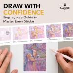 Castle Art Supplies 48 Pasteltint Coloured Pencils Set | Quality Colours in Softer, Sumptuous Tones | For Professional and Adult Artists | Protected and Organised in Presentation Tin Box