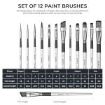 Nicpro 12 PCS Acrylic Paint Brushes Adult Art Paint Brush Set for Watercolor Oil Gouache Face Body Craft Miniatures Painting,Paintbrushes