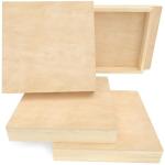 ARTEZA Wood Canvas Boards, 10 x 10 Inches, Pack of 5, Birch Wood, Wooden Panels for Acrylic and Oil Painting, Wood Burning, Crafting