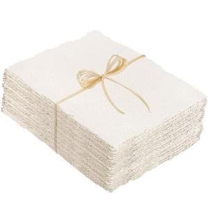 100 Sheets Watercolor Paper 5 x 7inch, 300 GSM Deckled Edge Paper Rough/Textured Handmade Paper for Watercolors, Wedding Invitations, Cards, Crafts