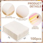 100 Sheets Watercolor Paper 5 x 7inch, 300 GSM Deckled Edge Paper Rough/Textured Handmade Paper for Watercolors, Wedding Invitations, Cards, Crafts