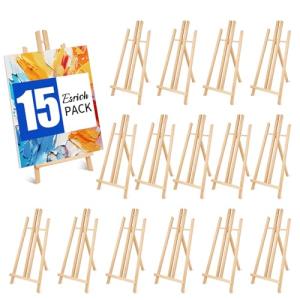 ESRICH 15pcs 17 Inch Tabletop Easels, Easel Stand for Painting,Tripod, Paint Party Easel, Kids Student Desktop Easel for Painting,Paint Easel for Canvas Paints