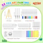 KETIEE Magic Puffy Paint: 58Pcs Magic Foam Texture Painting Kit, 3D Drawing DIY Art Set Include 32Pcs Foam Texture Paper, 12 Colors Acrylic Marker Pen, 3 Soft-tip Water Brush Pen, Magical Painting Kit