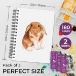 Funto Watercolor Pad 5.5x8.5, 3 Pack, 90 Sheets,140lb/300gsm, Double-Sided, Cold Press, Spiral Bound, Heavyweight Paper for Watercolor Painting