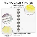 Funto Watercolor Pad 5.5x8.5, 3 Pack, 90 Sheets,140lb/300gsm, Double-Sided, Cold Press, Spiral Bound, Heavyweight Paper for Watercolor Painting