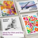 Funto Watercolor Pad 5.5x8.5, 3 Pack, 90 Sheets,140lb/300gsm, Double-Sided, Cold Press, Spiral Bound, Heavyweight Paper for Watercolor Painting