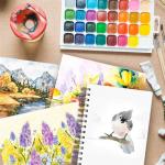 Funto Watercolor Pad 5.5x8.5, 3 Pack, 90 Sheets,140lb/300gsm, Double-Sided, Cold Press, Spiral Bound, Heavyweight Paper for Watercolor Painting