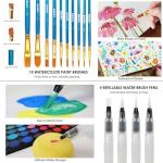 Funto Watercolor Set, 48 Color Paint Set, 10 Brushes, 30 Page Pad(9"x12"), 4 Refillable Pens & More, Painting Kit for Kids, Adults, Beginners