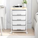 SYKIARIOL Utility Cart with 4 Drawers, Multipurpose Rolling Storage Cart with 4 Drawers and 2 Lockable Wheels, 4-Tier Rolling Storage Cart Organizer for Home Office Dorm, Bright White