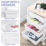 SYKIARIOL Utility Cart with 4 Drawers, Multipurpose Rolling Storage Cart with 4 Drawers and 2 Lockable Wheels, 4-Tier Rolling Storage Cart Organizer for Home Office Dorm, Bright White