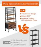 3-Tier Art Cart with Drawers & Lockable Wheels - Craft Organizer For Supplies, Brushes, Paints & Small Parts Storage, Utility Tool Art & Craft Paint Brush Holder for Home, Office (Rustic Brown)