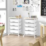 SYKIARIOL Utility Cart with 4 Drawers, Multipurpose Rolling Storage Cart with 4 Drawers and 2 Lockable Wheels, 4-Tier Rolling Storage Cart Organizer for Home Office Dorm, Bright White