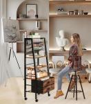 3-Tier Art Cart with Drawers & Lockable Wheels - Craft Organizer For Supplies, Brushes, Paints & Small Parts Storage, Utility Tool Art & Craft Paint Brush Holder for Home, Office (Rustic Brown)