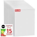 Chalkola 11x14 Canvas for Painting (15 Pack) | Blank Canvas Panels for Painting Acrylic, Oil, Watercolor - Primed 100% Cotton Boards, Acid-Free for Artists, Hobby Painters, Kids & Beginners