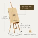 ATWORTH Studio Art Easel,Solid Beech Wood Artist Easel,Hold Canvas up to 48”, Adjustable A-Frame Lyre Style Painting Easel Stand with Storage Tray, Natural