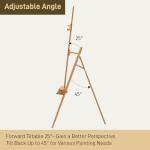 ATWORTH Studio Art Easel,Solid Beech Wood Artist Easel,Hold Canvas up to 48”, Adjustable A-Frame Lyre Style Painting Easel Stand with Storage Tray, Natural