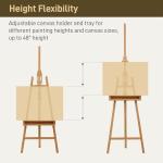 ATWORTH Studio Art Easel,Solid Beech Wood Artist Easel,Hold Canvas up to 48”, Adjustable A-Frame Lyre Style Painting Easel Stand with Storage Tray, Natural