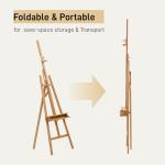 ATWORTH Studio Art Easel,Solid Beech Wood Artist Easel,Hold Canvas up to 48”, Adjustable A-Frame Lyre Style Painting Easel Stand with Storage Tray, Natural