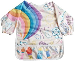 Madrona Brands Rainbow Doodle Full Long Sleeve Waterproof Toddler Art Smock | Crafts Cover, Paint Apron, Baby Bib | Fits Kids 1-3 Years