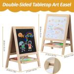 Tabletop Painting Wooden Art Easel for Kids - 4-in-1 Double-Sided Drawing Board for Toddlers 2-4, Chalkboard & Dry Whiteboard with Markers, Eraser, Magnetic Letters/Numbers & Flashcards