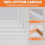Stretched Canvas for Painting, 16 Pack Painting Canvas for Adults & Kids (8 of 8"x10" and 8 of 11"x14"), 4-Layer 8oz Primed 100% Cotton Canvas, Acid-Free, Warp-Free, for Acrylic and Oil Painting