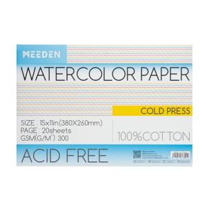MEEDEN Watercolor Paper Block - 100% Cotton Watercolor Paper Pad of 20 Sheets, 140lb/300gsm, Acid-Free Art Paper for Watercolor, Gouache, Ink and More, 15" x 10" Cold Press