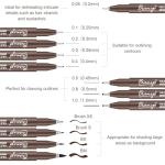 Bianyo Sepia Tone Drawing Pen Set, 12 Assorted Sizes Sketch Liner, Water-Resistant Archival and Pigment Ink Art Pens, Precision Drawing and Sketching Kit