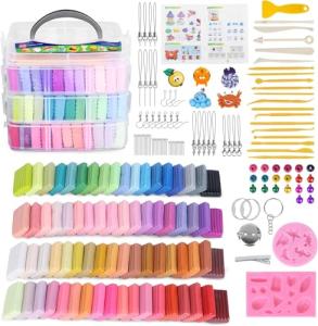 Aestd-ST Polymer Clay Kits 72 Colors, Modeling Clay for Kids, Non-Stick Molding Oven Bake with 20 Sculpting Tools and 82 DIY Accessories, Craft Gift for Children and Adults