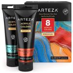 Arteza Metallic Acrylic Paint, Set of 8 Classic Elements Colors 4.06oz Tubes, Rich Pigments, Non Fading, Non Toxic Paints for Artists & Hobby Painters, Art Supplies for Canvas Painting & Crafts