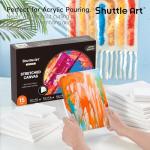 Shuttle Art Stretched Canvas, 15 Multi Pack, 4x4, 5 x 7, 8 x 10, 9x12, 11 x 14 Inches (3 of Each), 100% Cotton, Primed White Painting Canvas, Art Canvases for Acrylic, Oil, Acrylic Pouring Painting