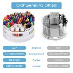 CraftGenes Art Supplies Organizer, Extra Large 360° Rotating Desk Organizer with 7 Removable Compartments, Marker Organizer for Home, Office, and Classroom, Crayon Holder