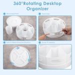 CraftGenes Art Supplies Organizer, Extra Large 360° Rotating Desk Organizer with 7 Removable Compartments, Marker Organizer for Home, Office, and Classroom, Crayon Holder