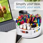 CraftGenes Art Supplies Organizer, Extra Large 360° Rotating Desk Organizer with 7 Removable Compartments, Marker Organizer for Home, Office, and Classroom, Crayon Holder