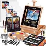 82Pcs Professional Oil Painting Set with Easel Box, 24 Rich Oil Colors & 10 Hog Brushes,Palette Knives, Canvases Complete Art Supplies Kit for Beginners & Artists