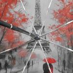 Vdsrup Paris Eiffel Tower Auto Umbrella Open Close Oil Painting Art Anti UV Umbrella Compact Windproof Parasol Umbrellas for Travel Car School Sun Rain