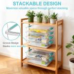 FAMOVELL 6 Qt Clear Plastic Storage Bins Containers with Lids, Arts Crafts Organizers and Storage, Stackable Containers for A4 Paper File Scrapbook Documents for Home Office and School Supplies 2 Pack