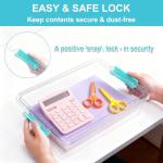 FAMOVELL 6 Qt Clear Plastic Storage Bins Containers with Lids, Arts Crafts Organizers and Storage, Stackable Containers for A4 Paper File Scrapbook Documents for Home Office and School Supplies 2 Pack